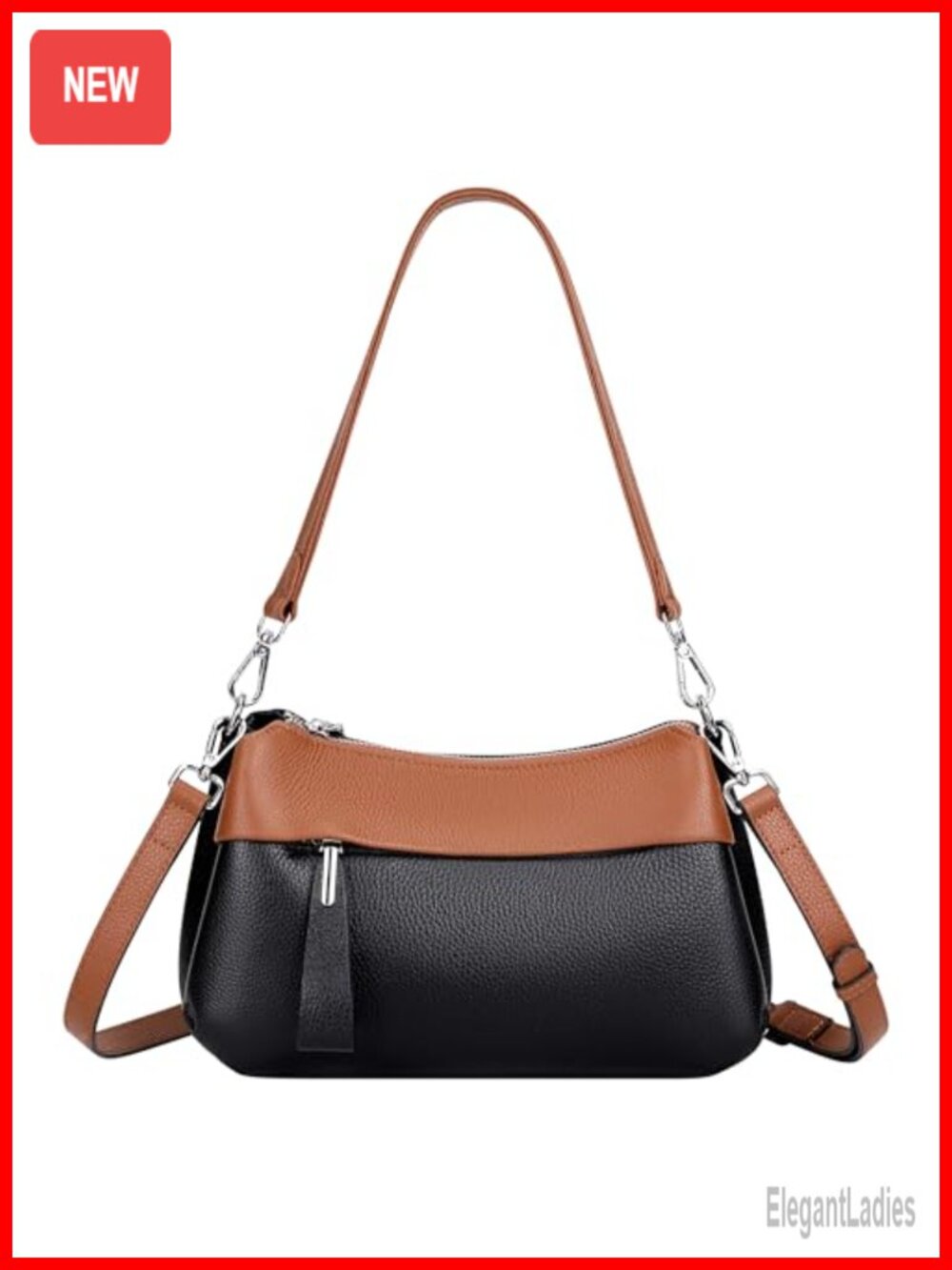 Genuine Leather Crossbody Bag for Women, Convertible Hobo Shoulder Purse with
